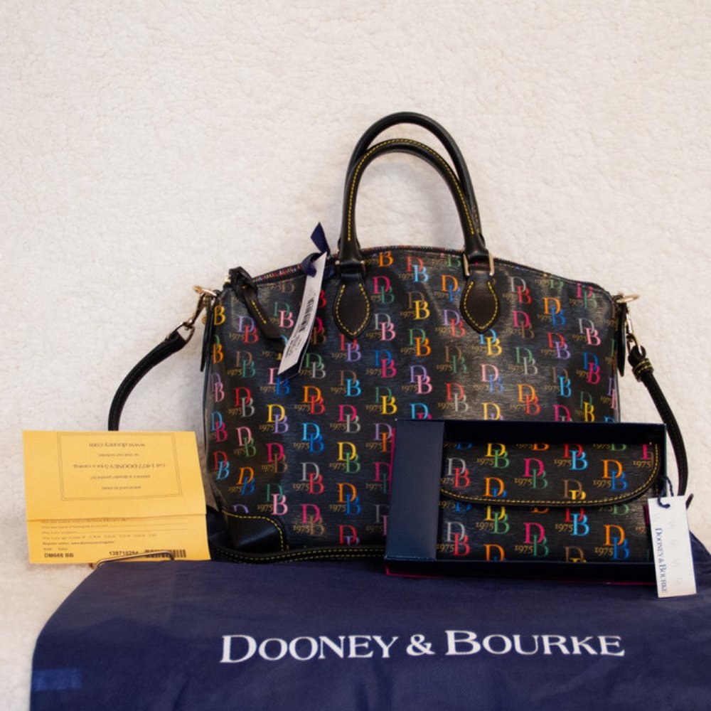 Dooney & Bourke Black Signature Satchel Wallet Set